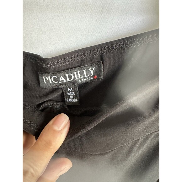 Women’s Slinky Side Slit Pull On Black Crop Dress Pants Size M Flowy Stretch EUC - Picture 4 of 7